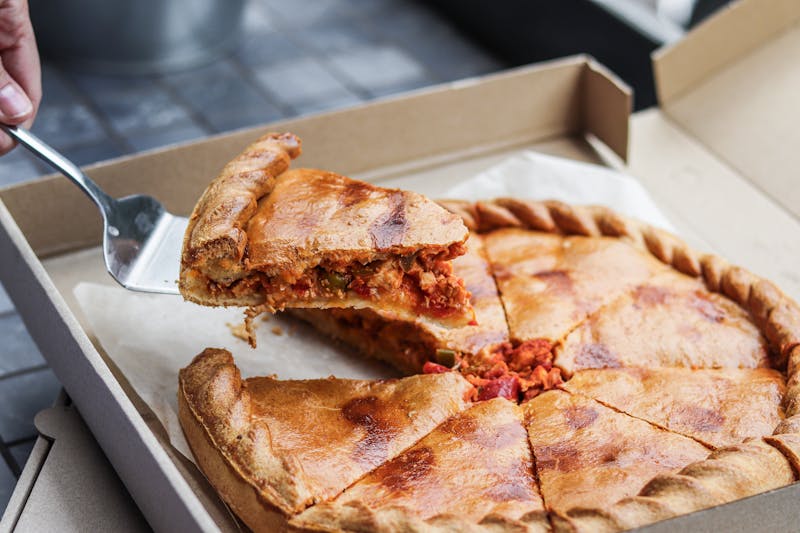 Family Feast Bundle deep dish pizza